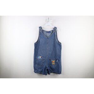 Vintage 90s Disney Womens Large Distressed Winnie the Pooh Denim Jean Shortalls